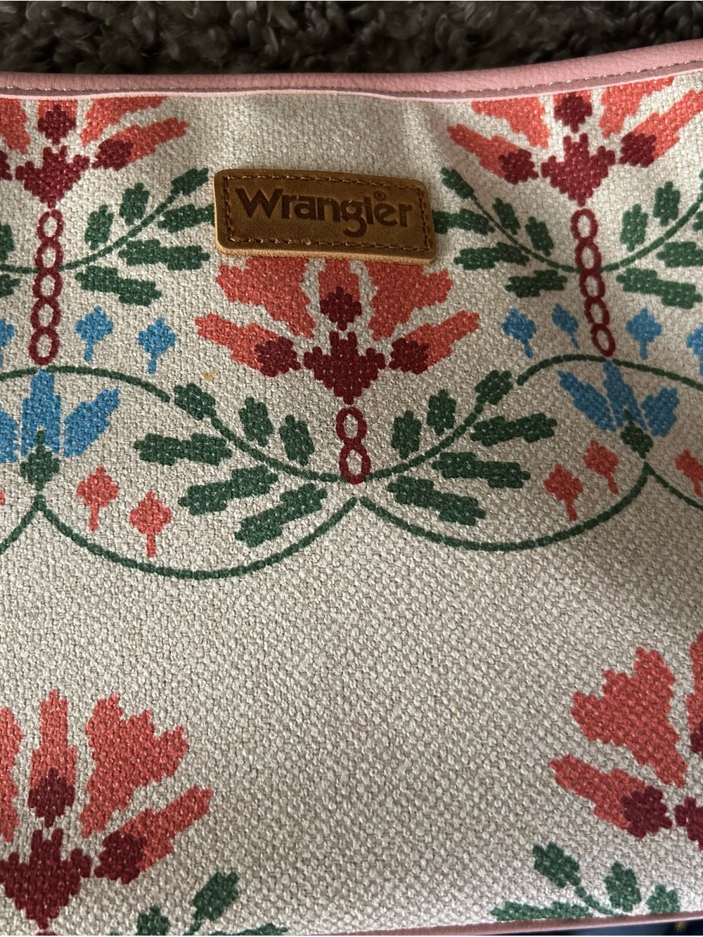 Wrangler Cream Crossbody Bag with Pink, Green, Blue and Red Floral Print
